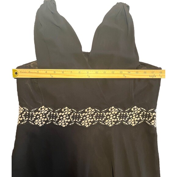 Jacques Vert Empire Evening Dress Womens Size 12 Black Embellished Chiffon - Picture 5 of 9